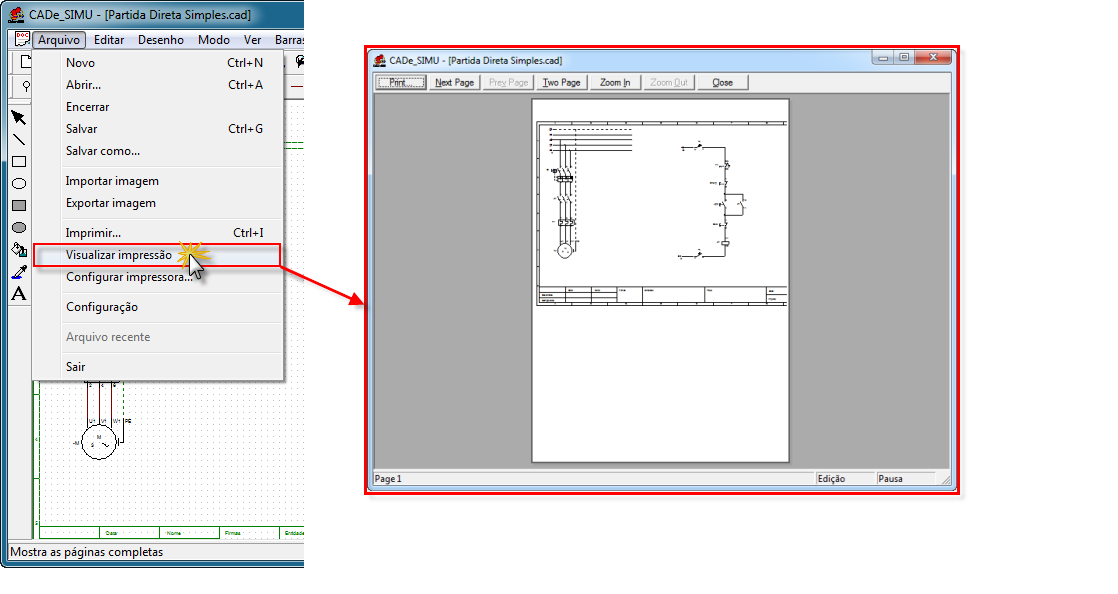 Visualizar impressão CADe SIMU