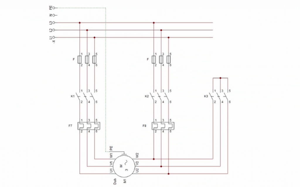 Esquema Elétrico de potência de partida dahlander