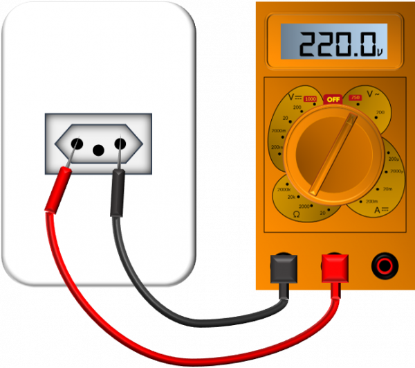medindo tomada 220V com multímetro