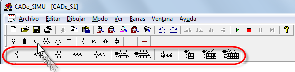Barra de ferramentas disjuntores no CADe SIMU