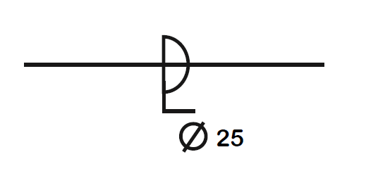 simbologia - Eletroduto embutido no teto ou parede de 25 mm
