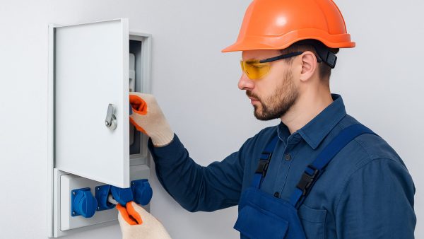 eletricista desligando a alimentacao do painel
