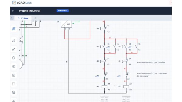 intertravamento por contatos do contator