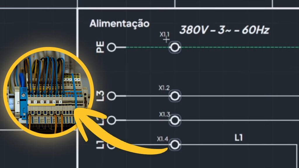 régua de bornes em painéis elétricos