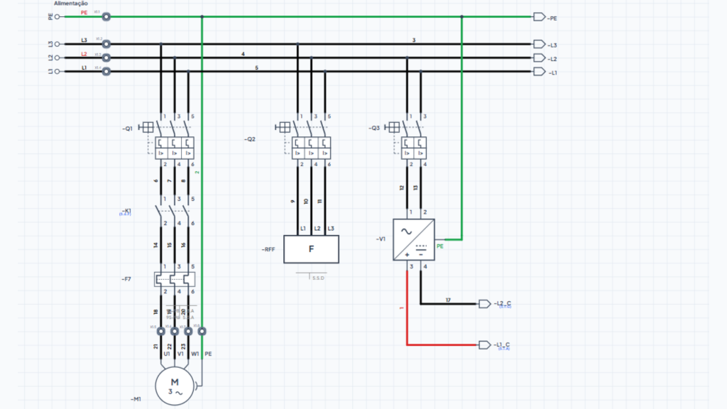 Diagrama de Comando da Partida Direta com Relé Falta de Fase